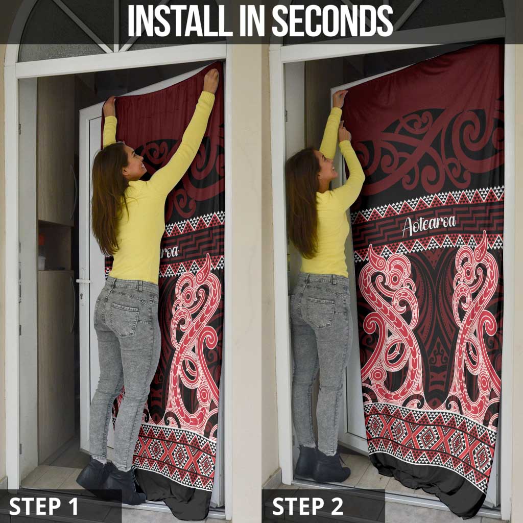 Kia Ora New Zealand Door Cover Maori Language Week Whero Taniko Motif - Polynesian Pride