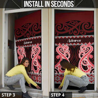 Kia Ora New Zealand Door Cover Maori Language Week Whero Taniko Motif - Polynesian Pride