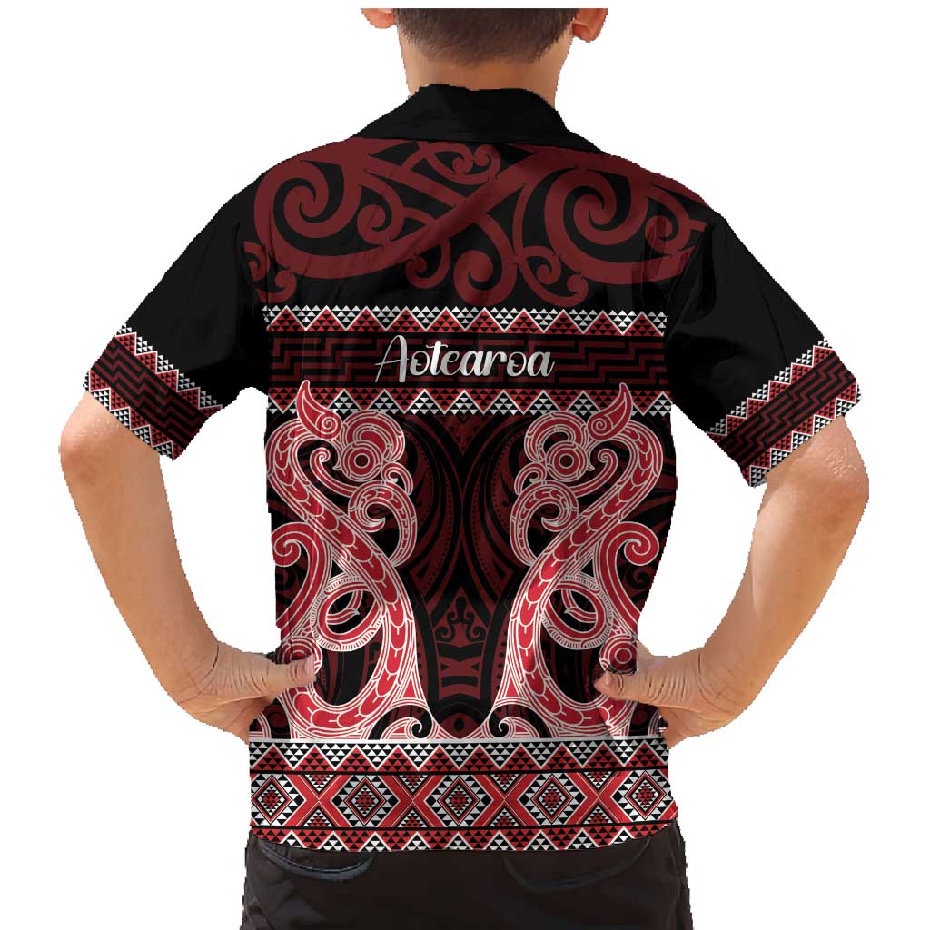 Kia Ora New Zealand Family Matching Mermaid Dress and Hawaiian Shirt Maori Language Week Whero Taniko Motif - Polynesian Pride