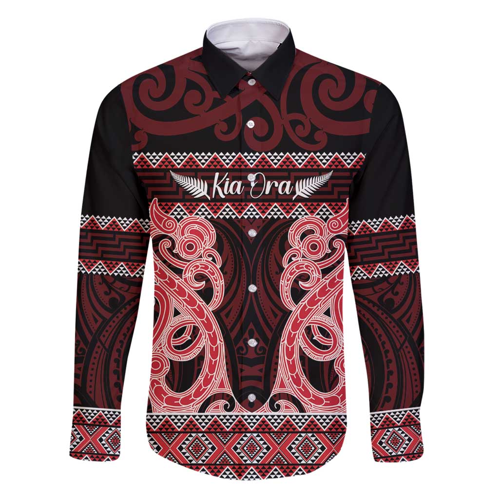 Kia Ora New Zealand Family Matching Puletasi and Hawaiian Shirt Maori Language Week Whero Taniko Motif - Polynesian Pride