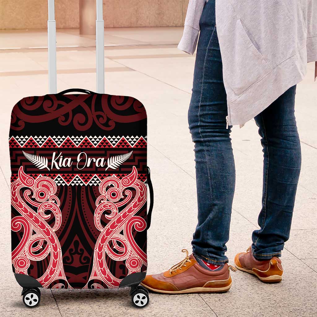 Kia Ora New Zealand Luggage Cover Maori Language Week Whero Taniko Motif - Polynesian Pride