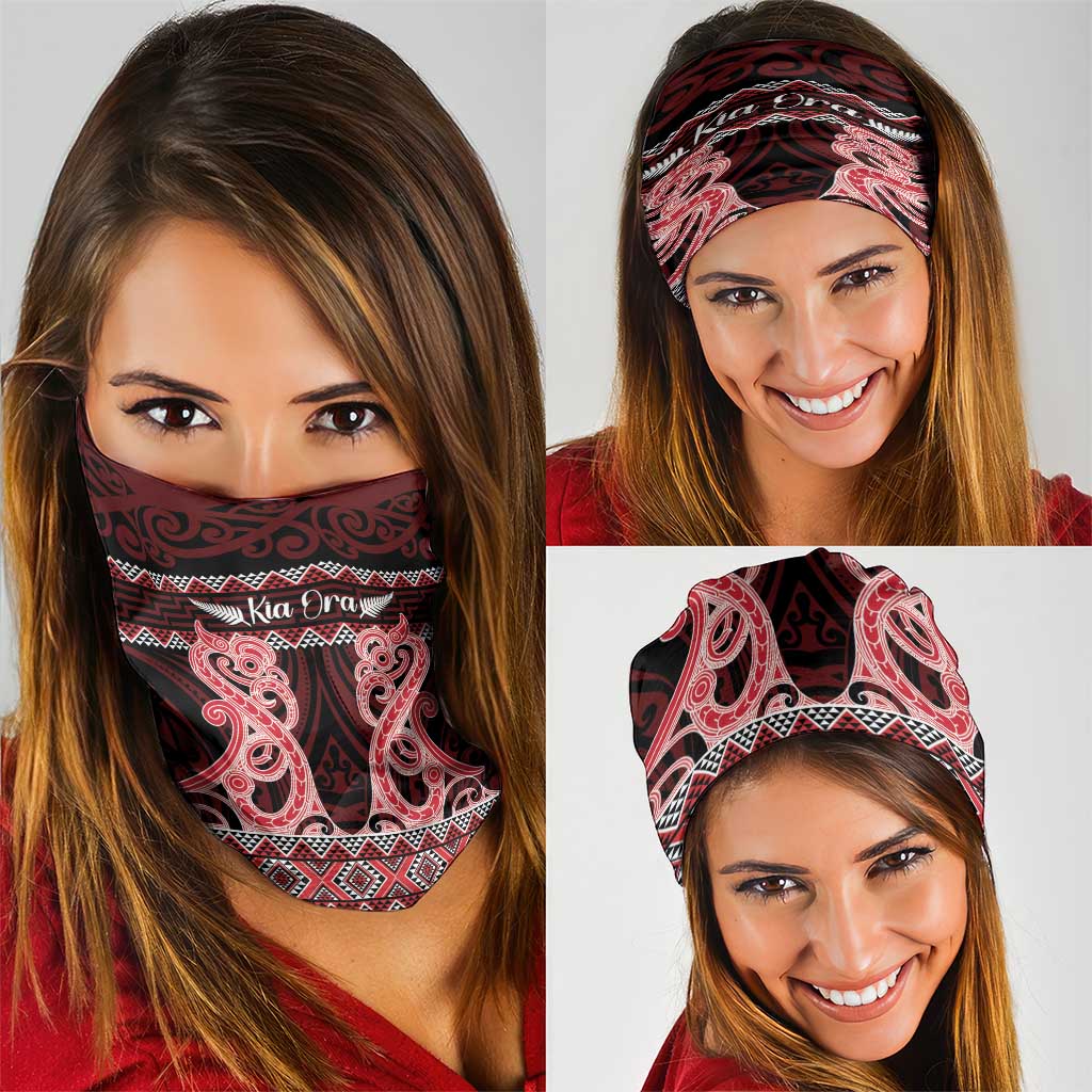 Kia Ora New Zealand Neck Gaiter Maori Language Week Whero Taniko Motif - Polynesian Pride