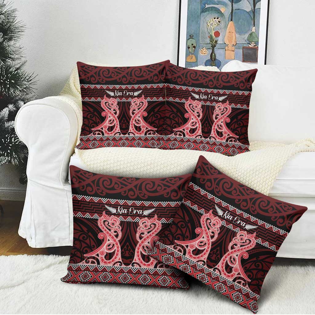 Kia Ora New Zealand Pillow Cover Maori Language Week Whero Taniko Motif LT14 - Polynesian Pride