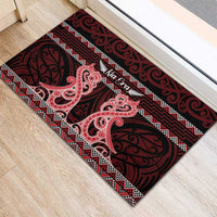 Kia Ora New Zealand Rubber Doormat Maori Language Week Whero Taniko Motif - Polynesian Pride