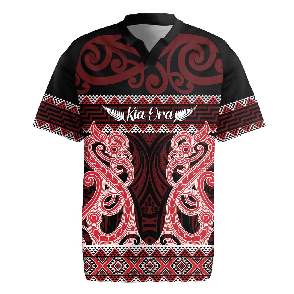 Kia Ora New Zealand Rugby Jersey Maori Language Week Whero Taniko Motif - Polynesian Pride
