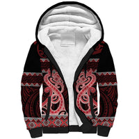 Kia Ora New Zealand Sherpa Hoodie Maori Language Week Whero Taniko Motif LT14 Unisex Red - Polynesian Pride