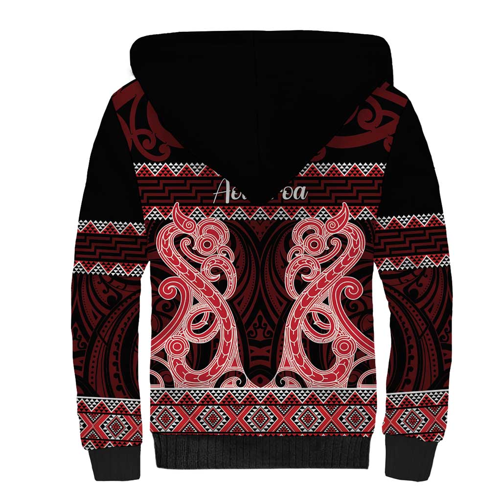 Kia Ora New Zealand Sherpa Hoodie Maori Language Week Whero Taniko Motif LT14 - Polynesian Pride