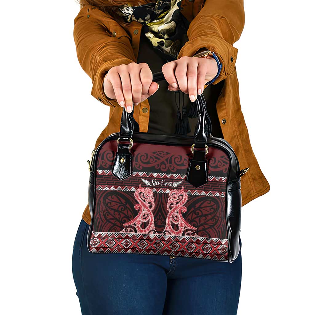 Kia Ora New Zealand Shoulder Handbag Maori Language Week Whero Taniko Motif - Polynesian Pride