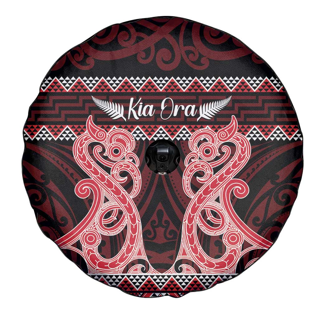 Kia Ora New Zealand Spare Tire Cover Maori Language Week Whero Taniko Motif LT14 - Polynesian Pride