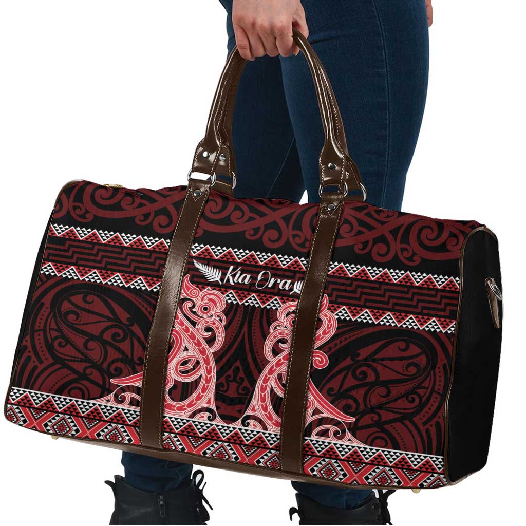Kia Ora New Zealand Travel Bag Maori Language Week Whero Taniko Motif - Polynesian Pride