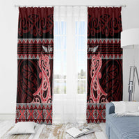 Kia Ora New Zealand Window Curtain Maori Language Week Whero Taniko Motif - Polynesian Pride