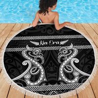 Kia Ora New Zealand Beach Blanket Maori Language Week Pango Taniko Motif - Polynesian Pride