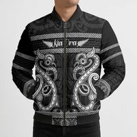 Kia Ora New Zealand Bomber Puffer Jacket Maori Language Week Pango Taniko Motif - Polynesian Pride