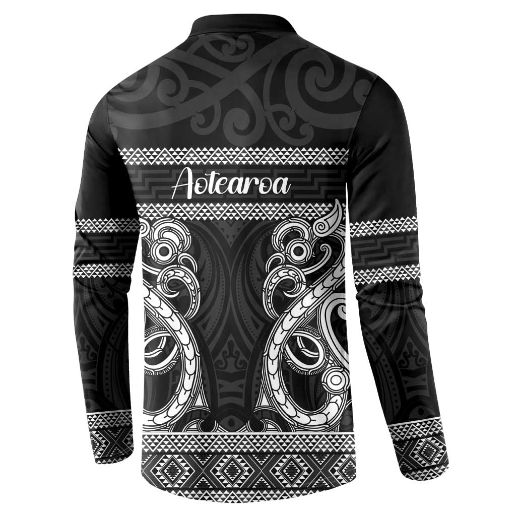 Kia Ora New Zealand Button Sweatshirt Maori Language Week Pango Taniko Motif - Polynesian Pride