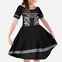 Kia Ora New Zealand Family Matching Long Sleeve Bodycon Dress and Hawaiian Shirt Maori Language Week Pango Taniko Motif - Polynesian Pride