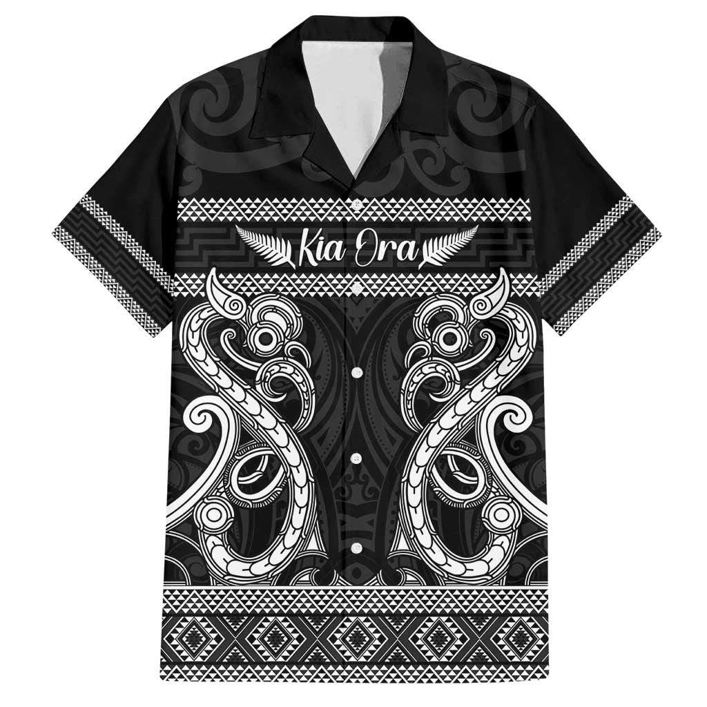 Kia Ora New Zealand Family Matching Off Shoulder Maxi Dress and Hawaiian Shirt Maori Language Week Pango Taniko Motif - Polynesian Pride