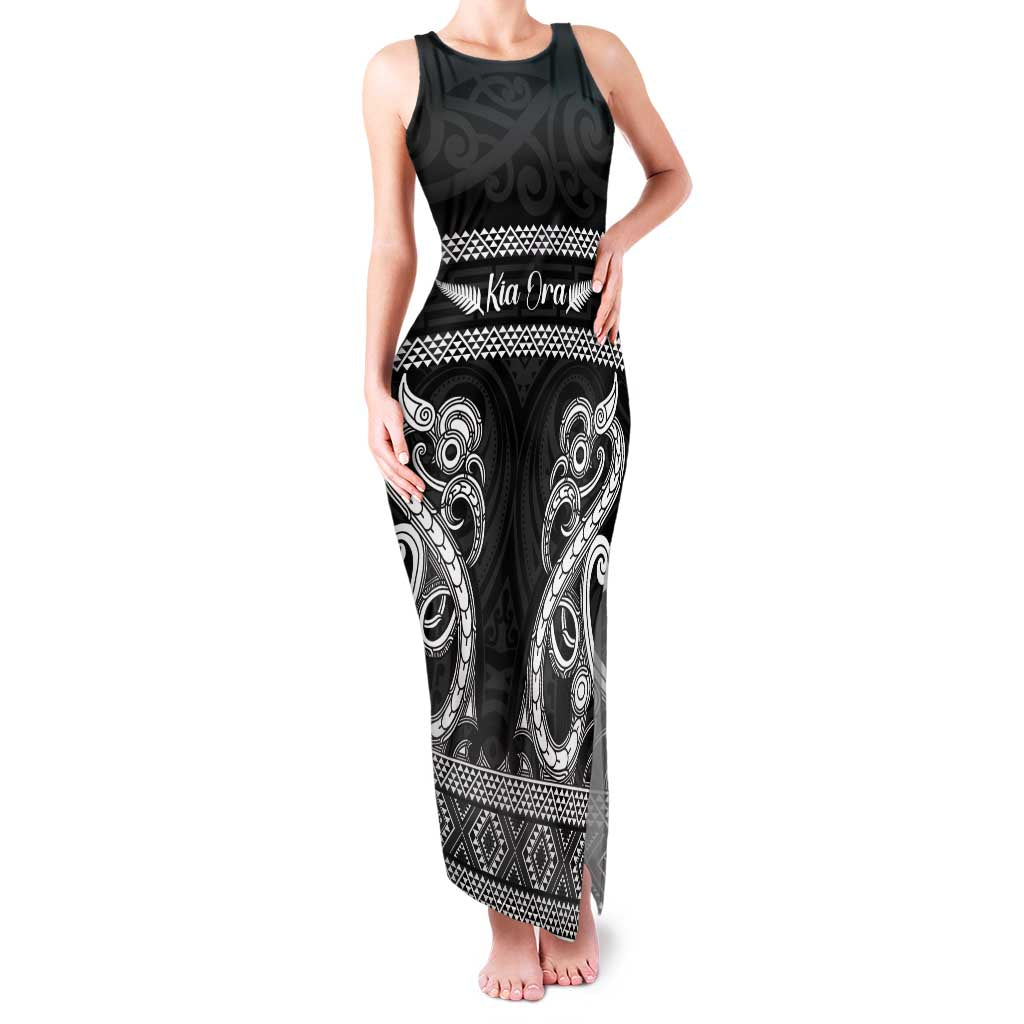 Kia Ora New Zealand Family Matching Tank Maxi Dress and Hawaiian Shirt Maori Language Week Pango Taniko Motif - Polynesian Pride