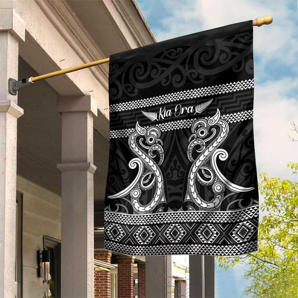 Kia Ora New Zealand Garden Flag Maori Language Week Pango Taniko Motif - Polynesian Pride