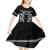 Kia Ora New Zealand Kid Short Sleeve Dress Maori Language Week Pango Taniko Motif - Polynesian Pride