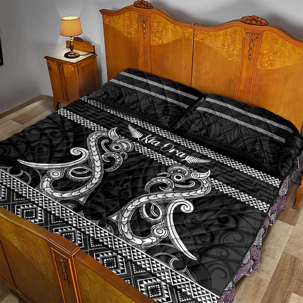Kia Ora New Zealand Quilt Bed Set Maori Language Week Pango Taniko Motif - Polynesian Pride