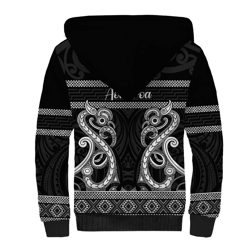 Kia Ora New Zealand Sherpa Hoodie Maori Language Week Pango Taniko Motif LT14 - Polynesian Pride