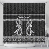 Kia Ora New Zealand Shower Curtain Maori Language Week Pango Taniko Motif LT14 - Polynesian Pride