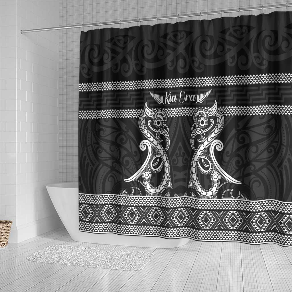 Kia Ora New Zealand Shower Curtain Maori Language Week Pango Taniko Motif LT14 - Polynesian Pride