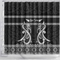 Kia Ora New Zealand Shower Curtain Maori Language Week Pango Taniko Motif LT14 - Polynesian Pride