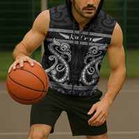Kia Ora New Zealand Sleeveless Zip Hoodie Maori Language Week Pango Taniko Motif LT14 - Polynesian Pride