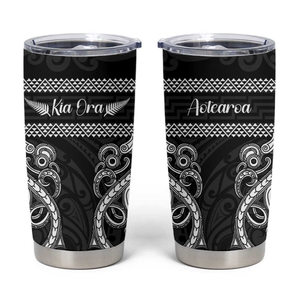 Kia Ora New Zealand Tumbler Cup Maori Language Week Pango Taniko Motif - Polynesian Pride
