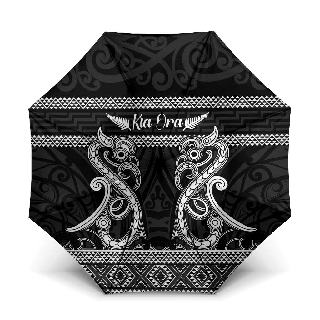 Kia Ora New Zealand Umbrella Maori Language Week Pango Taniko Motif - Polynesian Pride