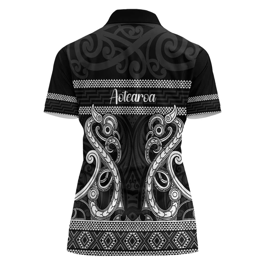 Kia Ora New Zealand Women Polo Shirt Maori Language Week Pango Taniko Motif - Polynesian Pride