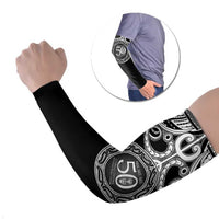 Kia Kaha Te Reo Maori New Zealand Arm Sleeves 50th Anniversary Ake Ake Ake LT14 Set of 2 Black - Polynesian Pride