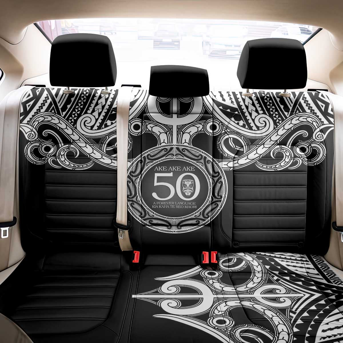 Kia Kaha Te Reo Maori New Zealand Back Car Seat Cover 50th Anniversary Ake Ake Ake - Polynesian Pride
