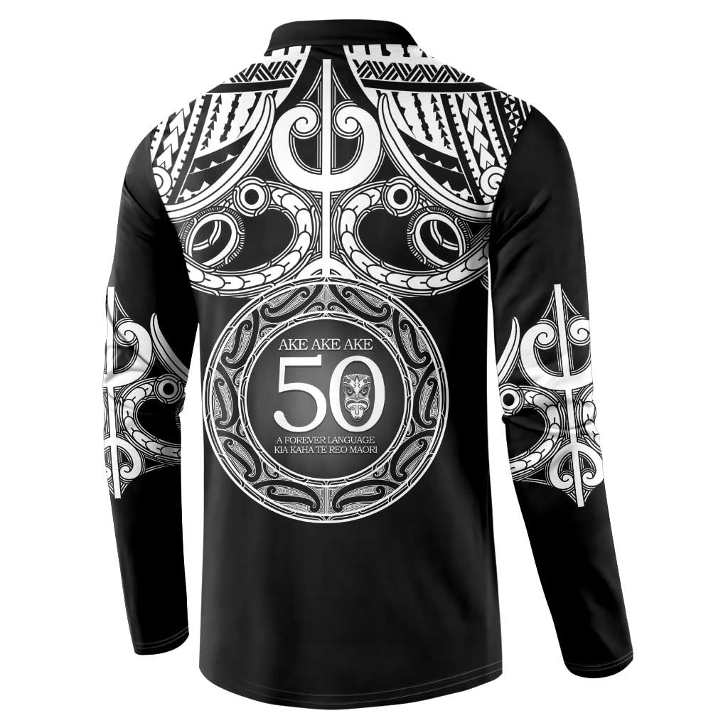 Kia Kaha Te Reo Maori New Zealand Button Sweatshirt 50th Anniversary Ake Ake Ake - Polynesian Pride