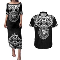 Kia Kaha Te Reo Maori New Zealand Couples Matching Puletasi and Hawaiian Shirt 50th Anniversary Ake Ake Ake - Polynesian Pride