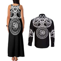 Kia Kaha Te Reo Maori New Zealand Couples Matching Tank Maxi Dress and Long Sleeve Button Shirt 50th Anniversary Ake Ake Ake - Polynesian Pride