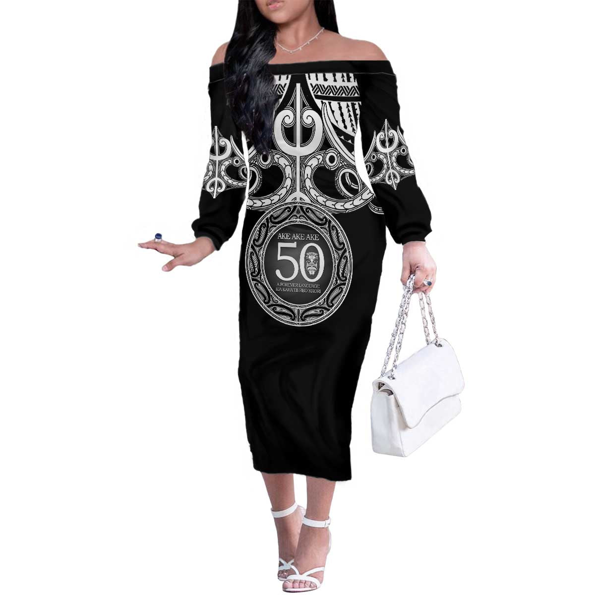 Kia Kaha Te Reo Maori New Zealand Family Matching Off The Shoulder Long Sleeve Dress and Hawaiian Shirt 50th Anniversary Ake Ake Ake - Polynesian Pride
