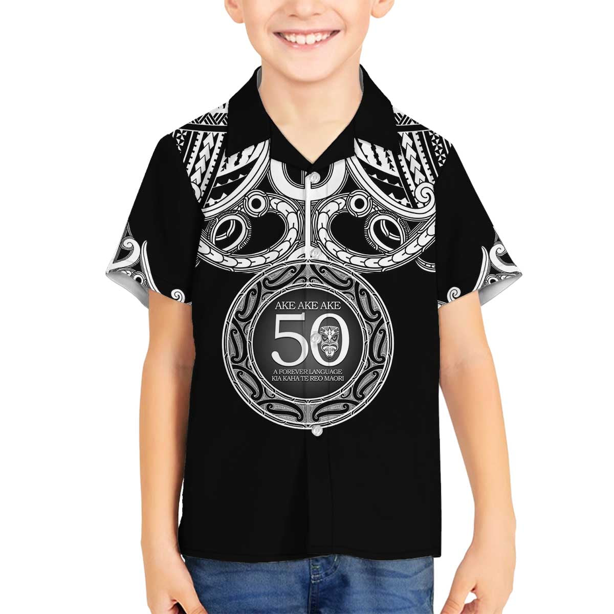Kia Kaha Te Reo Maori New Zealand Family Matching Off The Shoulder Long Sleeve Dress and Hawaiian Shirt 50th Anniversary Ake Ake Ake - Polynesian Pride