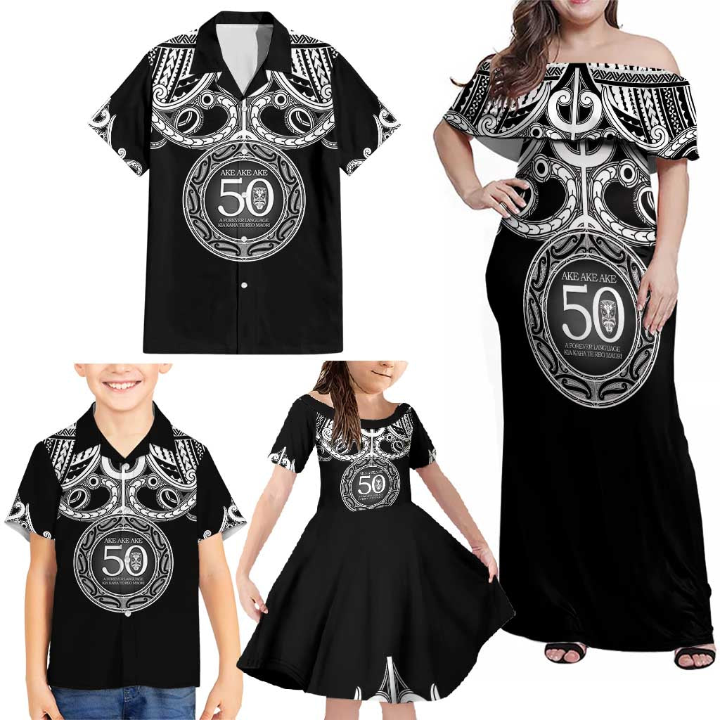 Kia Kaha Te Reo Maori New Zealand Family Matching Off Shoulder Maxi Dress and Hawaiian Shirt 50th Anniversary Ake Ake Ake - Polynesian Pride