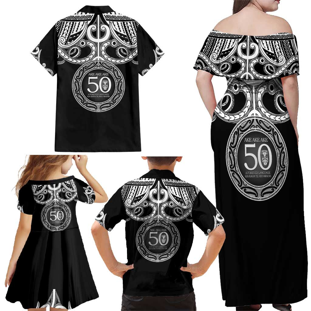Kia Kaha Te Reo Maori New Zealand Family Matching Off Shoulder Maxi Dress and Hawaiian Shirt 50th Anniversary Ake Ake Ake - Polynesian Pride
