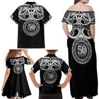 Kia Kaha Te Reo Maori New Zealand Family Matching Off Shoulder Maxi Dress and Hawaiian Shirt 50th Anniversary Ake Ake Ake - Polynesian Pride