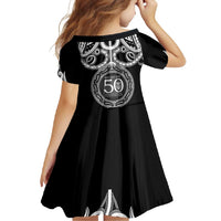 Kia Kaha Te Reo Maori New Zealand Family Matching Short Sleeve Bodycon Dress and Hawaiian Shirt 50th Anniversary Ake Ake Ake - Polynesian Pride