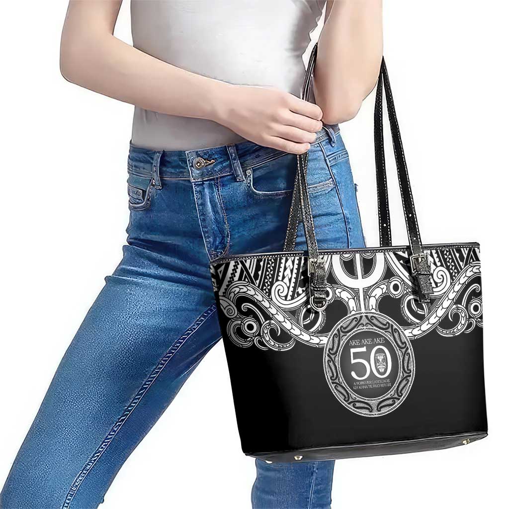Kia Kaha Te Reo Maori New Zealand Leather Tote Bag 50th Anniversary Ake Ake Ake - Polynesian Pride