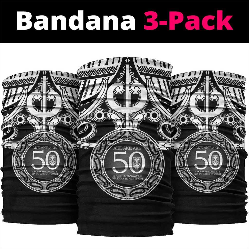 Kia Kaha Te Reo Maori New Zealand Neck Gaiter 50th Anniversary Ake Ake Ake LT14 package One Size: 25*50cm Black - Polynesian Pride
