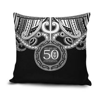Kia Kaha Te Reo Maori New Zealand Pillow Cover 50th Anniversary Ake Ake Ake LT14 Black - Polynesian Pride
