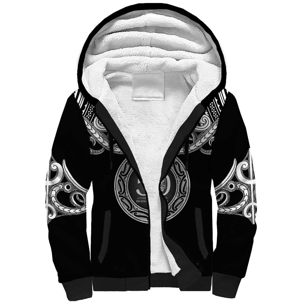 Kia Kaha Te Reo Maori New Zealand Sherpa Hoodie 50th Anniversary Ake Ake Ake LT14 Unisex Black - Polynesian Pride