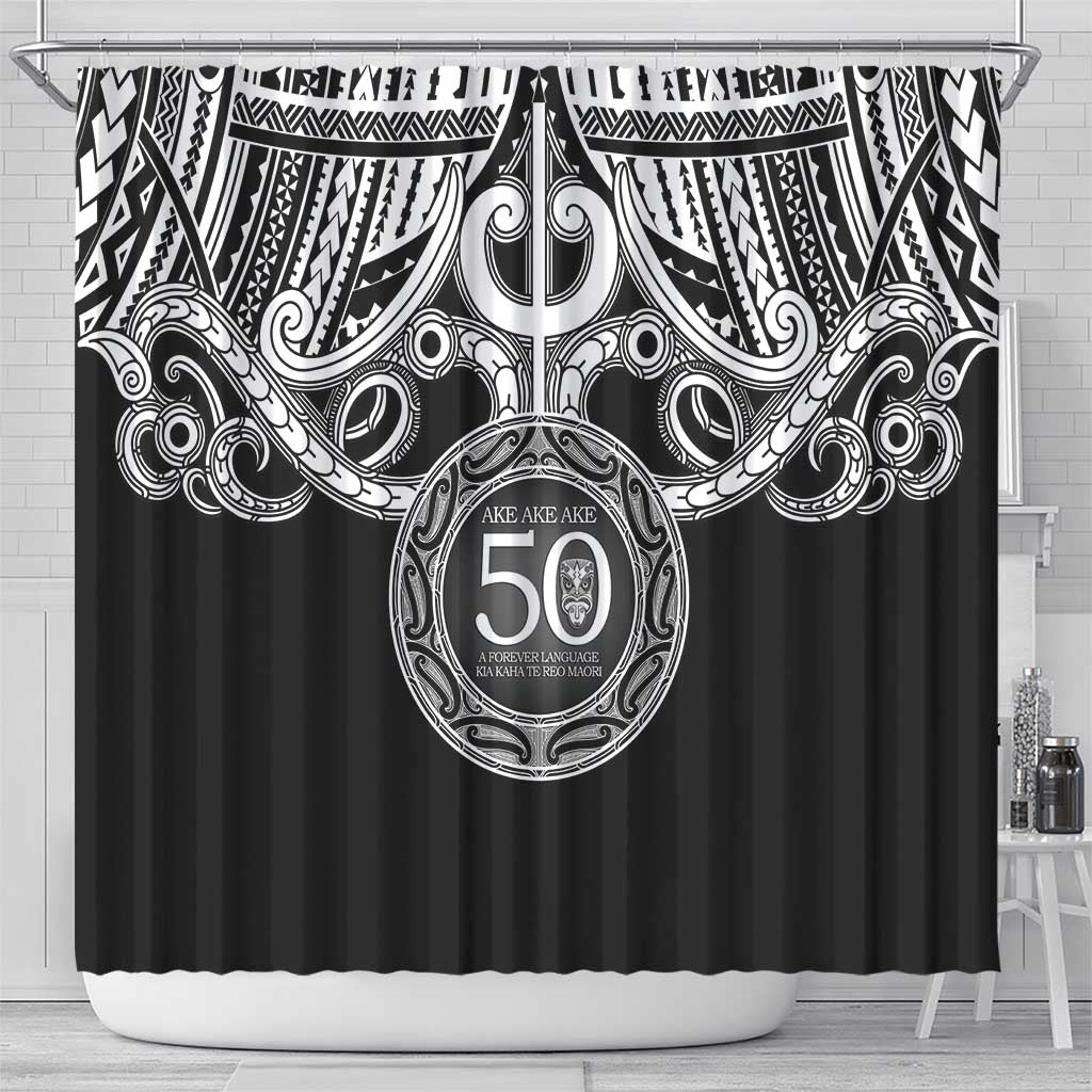 Kia Kaha Te Reo Maori New Zealand Shower Curtain 50th Anniversary Ake Ake Ake LT14 - Polynesian Pride