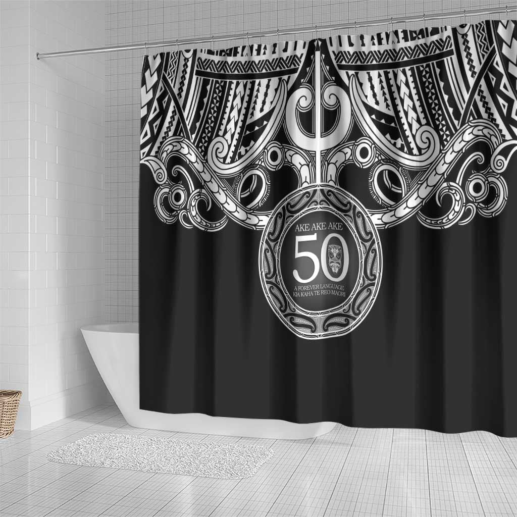 Kia Kaha Te Reo Maori New Zealand Shower Curtain 50th Anniversary Ake Ake Ake LT14 - Polynesian Pride