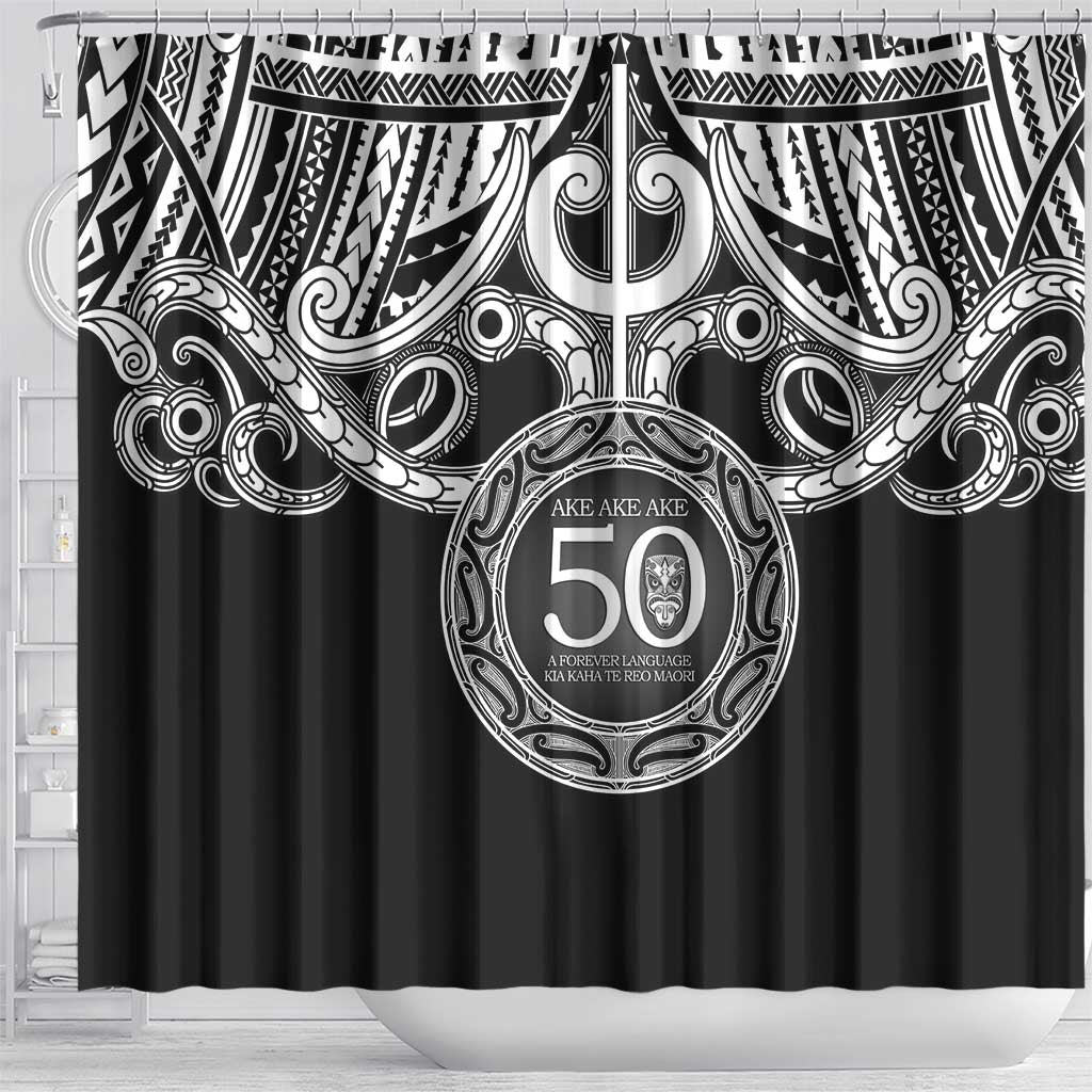 Kia Kaha Te Reo Maori New Zealand Shower Curtain 50th Anniversary Ake Ake Ake LT14 - Polynesian Pride